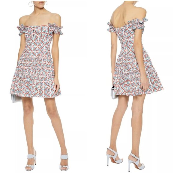 NEW Caroline Constas Maria Off the Shoulder Poplin Mini Dress $495 - Picture 1 of 12